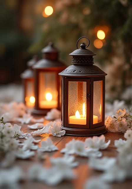 Elegante lanterner og kronblade